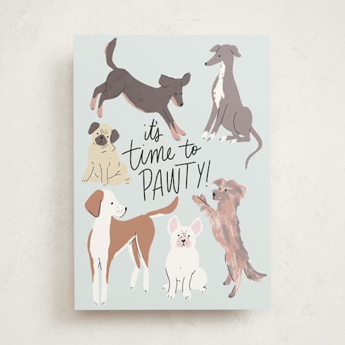 This is a sky birthday cards with standard by Everett Paper Goods called pup party printing on signature in greeting cards