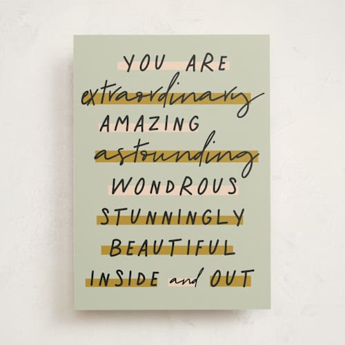 This is a moss birthday cards with standard by Kelsey Mucci called not just today printing on signature in greeting cards