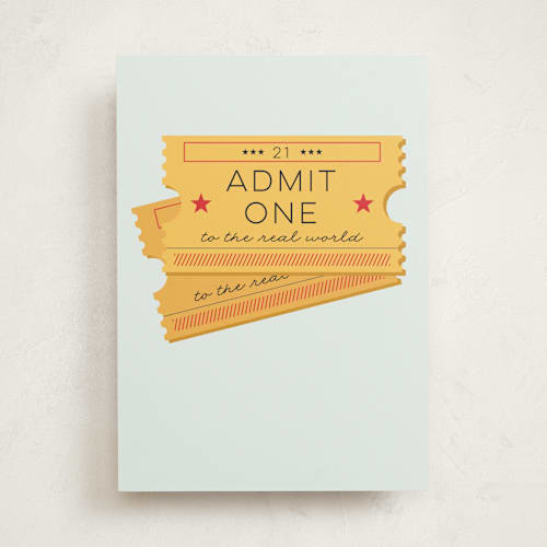 This is a sky birthday cards with standard by Alexandra Cohn called admit one printing on signature in greeting cards