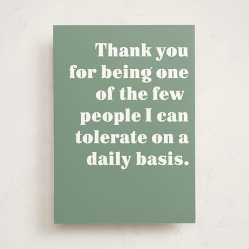 This is a moss birthday cards with standard by Ashlan Berry called daily tolerance printing on signature in greeting cards