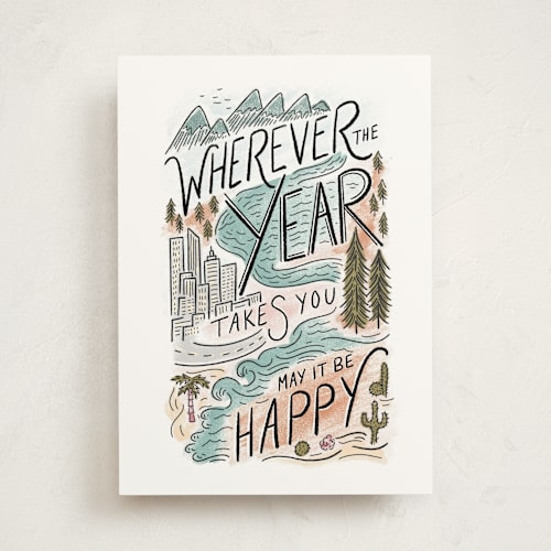 This is a river birthday cards with standard by Shiny Penny Studio called where the year leads printing on signature in greeting cards