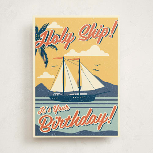 This is a sunny birthday cards with standard by Nam Bourassa called holy ship! printing on signature in greeting cards
