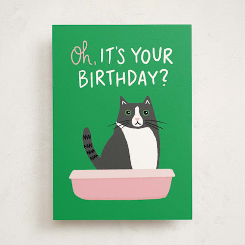 This is a grass birthday cards with standard by Genna Blackburn called cat box printing on signature in greeting cards