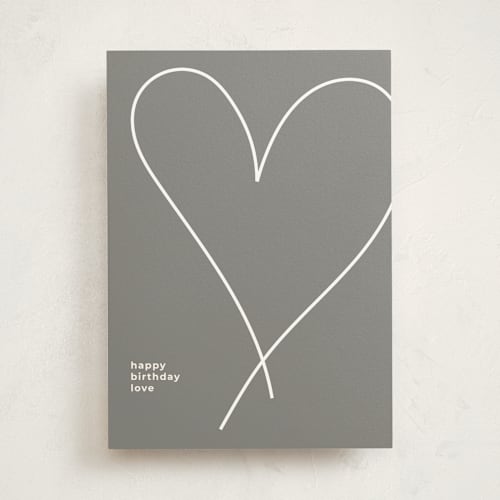 This is a grey birthday cards with standard by Coit Creative called golden heart on gray printing on signature in greeting cards
