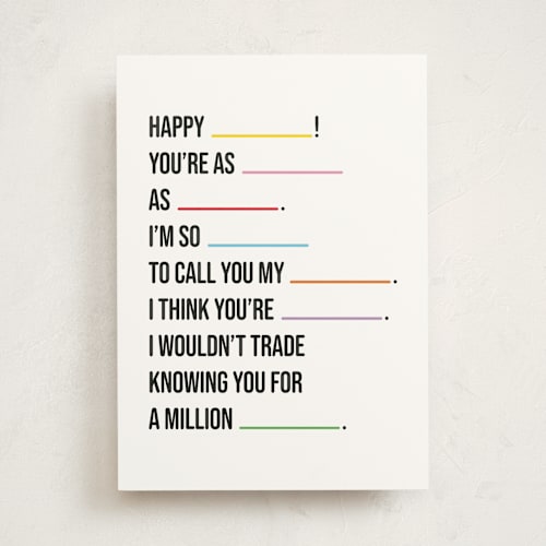 This is a colorful birthday cards with standard by mo kelley called you said it printing on signature in greeting cards