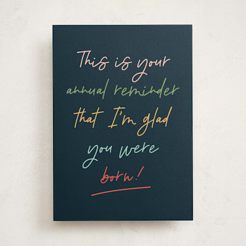 This is a deep sea birthday cards with standard by Stacey Meacham called annual reminder printing on signature in greeting cards