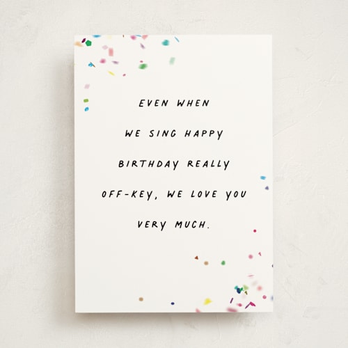 This is a obsidian birthday cards with standard by Lori Wemple called sing printing on signature in greeting cards