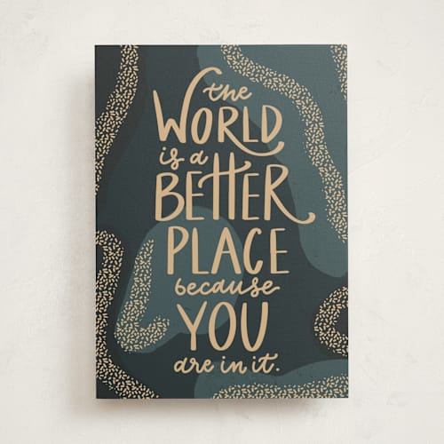This is a evergreen birthday cards with standard by Lauren Jinhee called better place printing on signature in greeting cards