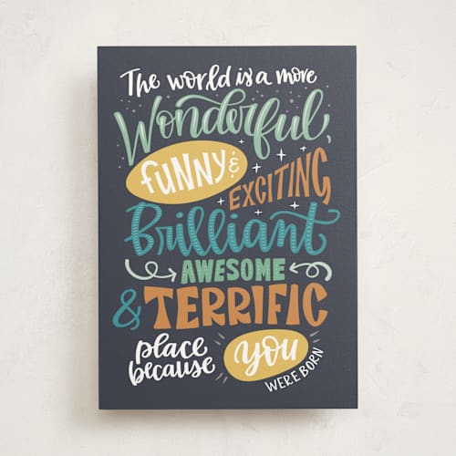 This is a denim birthday cards with standard by Emily Skinner called wonderful printing on signature in greeting cards