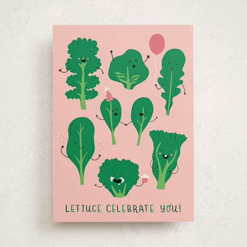 This is a rose birthday cards with standard by Katie Zimpel called lettuce celebrate printing on signature in greeting cards