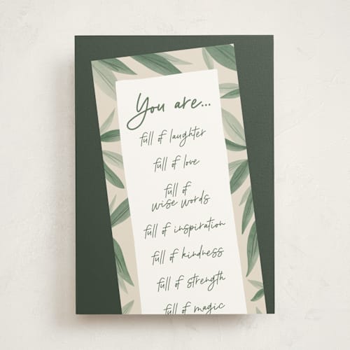 This is a greenery birthday cards with standard by Carolyn Kach called full of it printing on signature in greeting cards