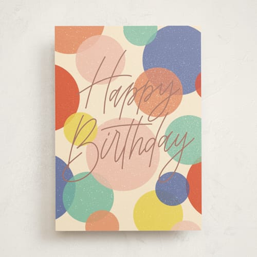 This is a colorful birthday cards with standard by Erin German called birthday confetti printing on signature in greeting cards