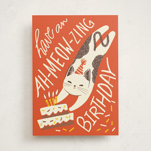 This is a carrot birthday cards with standard by Vivian Yiwing called ah-meow-zing printing on signature in greeting cards