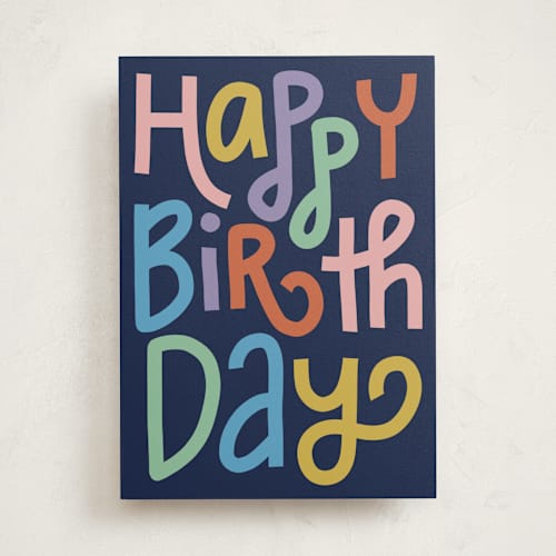 This is a navy birthday cards with standard by Jen Owens called funny me printing on signature in greeting cards