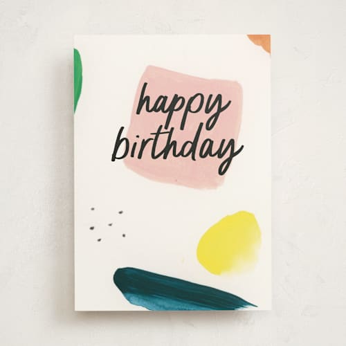 This is a beige birthday cards with standard by Lindsay Megahed called birthday doodles printing on signature in greeting cards
