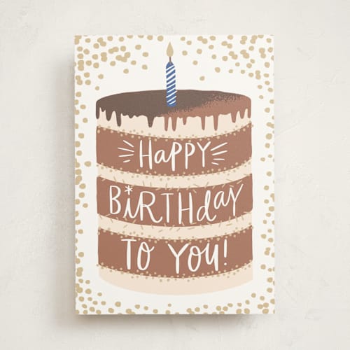 This is a chocolate birthday cards with standard by Alethea and Ruth called layered cake printing on signature in greeting cards