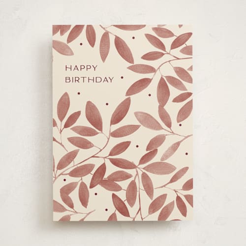This is a beige birthday cards with standard by Amy Kross called corner garden printing on signature in greeting cards
