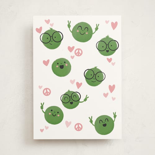 This is a peas birthday cards with standard by Jessie Steury called peas and love printing on signature in greeting cards