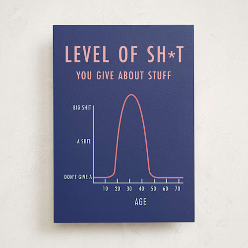 This is a navy birthday cards with standard by Deborah Chou called level of sh** printing on signature in greeting cards