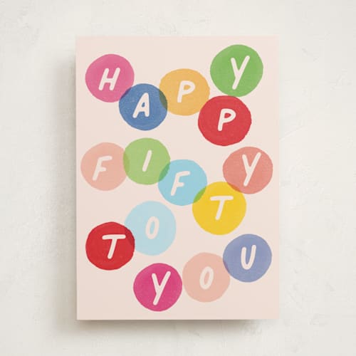 This is a coral birthday cards with standard by Pati Cascino called happy 50 to you printing on signature in greeting cards