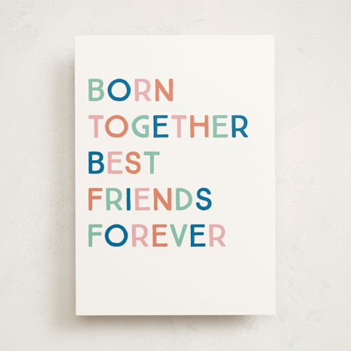 This is a sapphire birthday cards with standard by Baumbirdy called forever twins printing on signature in greeting cards