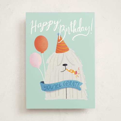 This is a mint birthday cards with standard by Ana Peake called old dog printing on signature in greeting cards