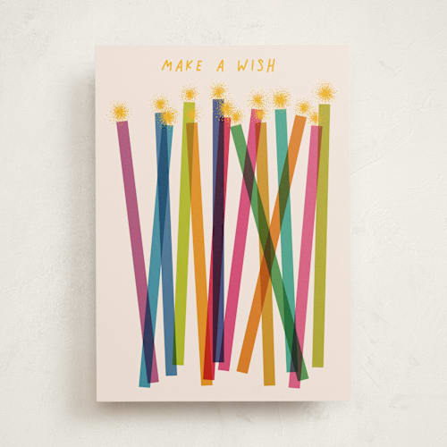 This is a candles birthday cards with standard by Alexandra Dzh called colourful candles printing on signature in greeting cards