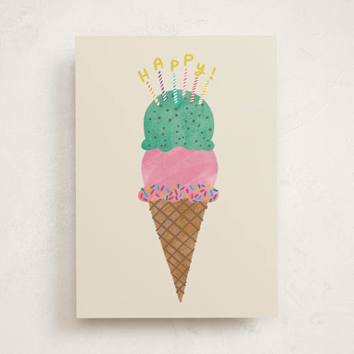 This is a cream birthday cards with standard by Jen Owens called i-scream printing on signature in greeting cards
