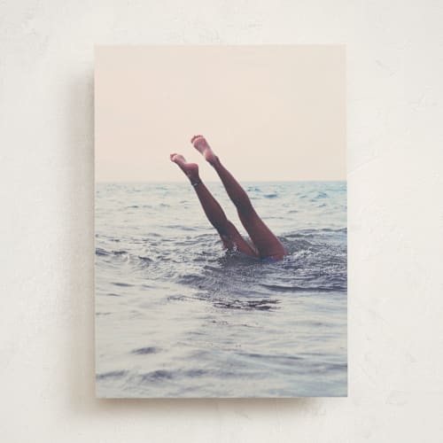 This is a sea blue greeting cards with standard by ALICIA BOCK called summer handstand printing on signature in greeting cards