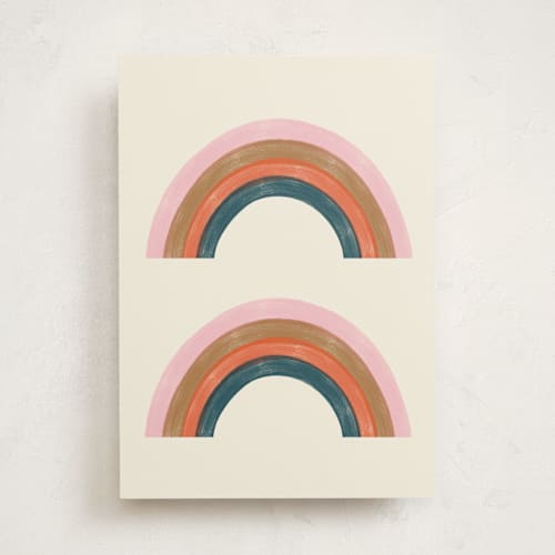 This is a tan greeting cards with standard by Emanuela Carratoni called double vintage rainbow printing on signature in greeting cards