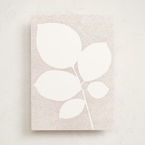 This is a eggshell greeting cards with standard by Jennifer Wick called pointillist rose leaves printing on signature in greeting cards