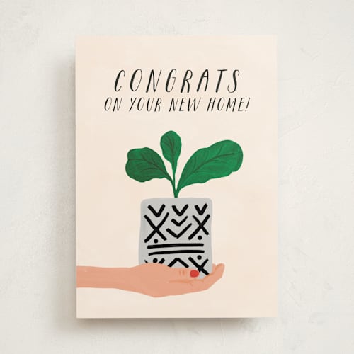 This is a beige congratulations cards with standard by Tanya Lee of Frooted Design called making myself at home printing on signature in greeting cards