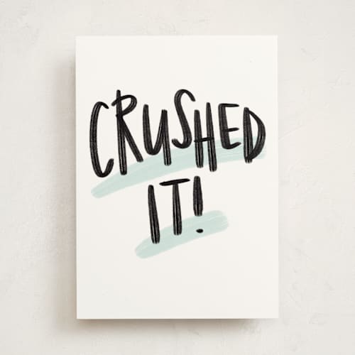 This is a charcoal congratulations cards with standard by Pixel and Hank called crushed it printing on signature in greeting cards