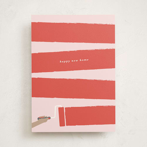This is a red congratulations cards with standard by Ekko Studio called happy new home printing on signature in greeting cards