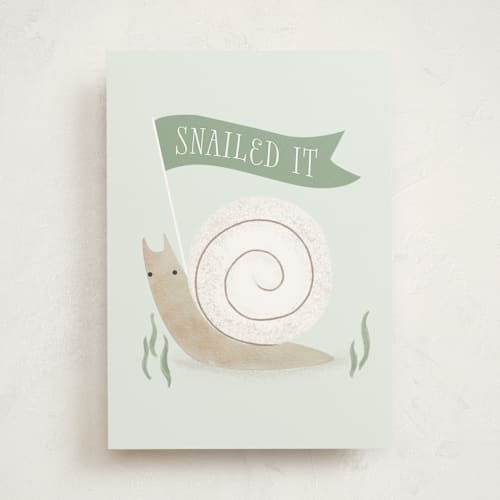 This is a mint congratulations cards with standard by Itsy Belle Studio called snailed it printing on signature in greeting cards