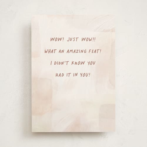 This is a coral congratulations cards with standard by Hooray Creative called amazing feat printing on signature in greeting cards