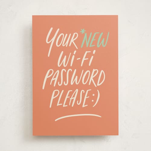 This is a tangerine congratulations cards with standard by Adelyn T. called wifi password printing on signature in greeting cards