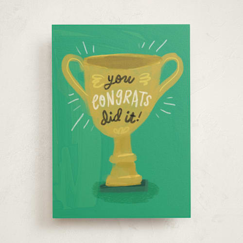 This is a evergreen congratulations cards with standard by Lori Wemple called trophy printing on signature in greeting cards