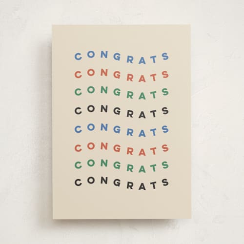 This is a cream congratulations cards with standard by Amy Kross called congrats wave printing on signature in greeting cards