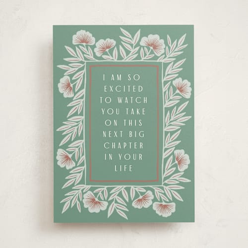 This is a leaf congratulations cards with standard by Katharine Watson called new chapter floral printing on signature in greeting cards