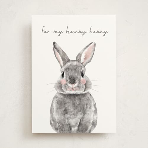 This is a pebble greeting cards with standard by Cass Loh called baby animal rabbit printing on signature in greeting cards