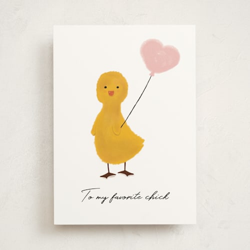 This is a marigold greeting cards with standard by Joanne James called spring duckie printing on signature in greeting cards