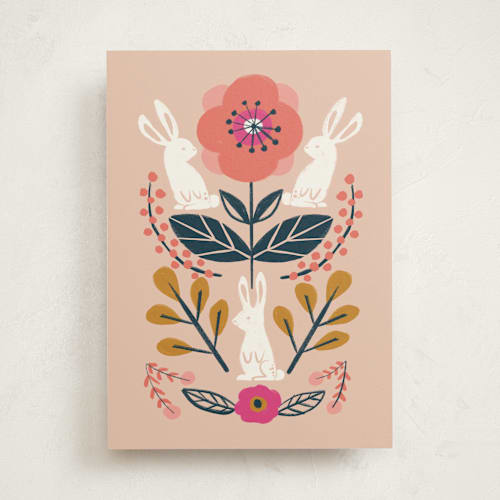 This is a blush pink greeting cards with standard by Afton Harding called forest friends printing on signature in greeting cards
