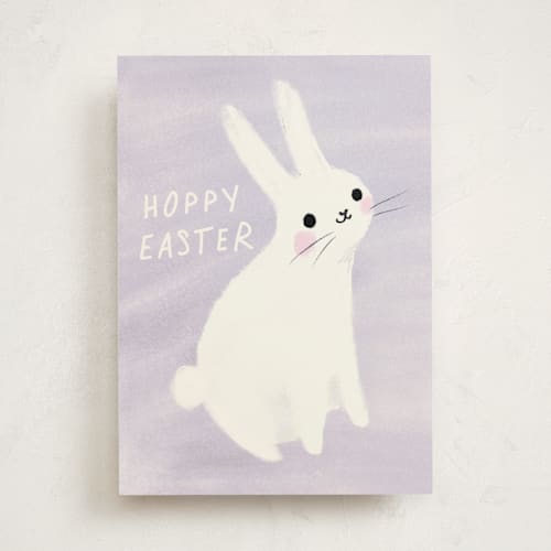 This is a amethyst greeting cards with standard by Lori Wemple called happy bunny printing on signature in greeting cards