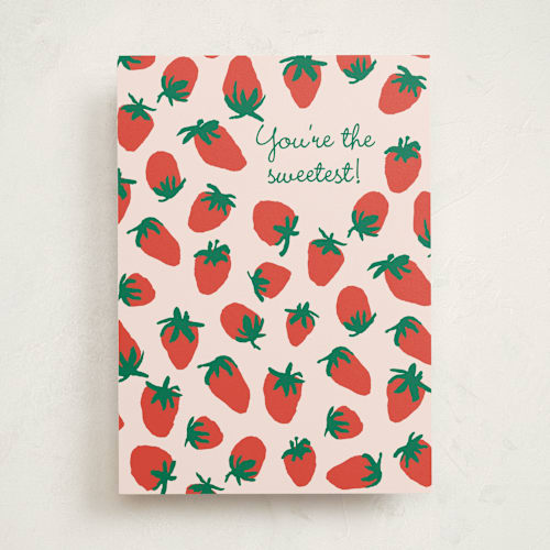 This is a strawberry greeting cards with standard by Alex Roda called laia printing on signature in greeting cards