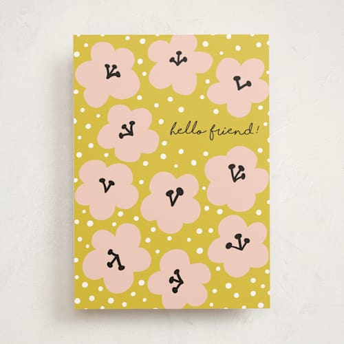 This is a mustard greeting cards with standard by Nieves Herranz called marcella printing on signature in greeting cards