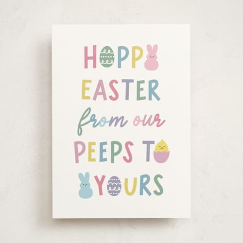 This is a poppy greeting cards with standard by Hooray Creative called easter peeps printing on signature in greeting cards