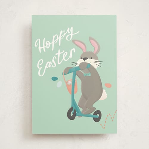 This is a mint greeting cards with standard by Charter Oaks Creative called hoppy easter printing on signature in greeting cards