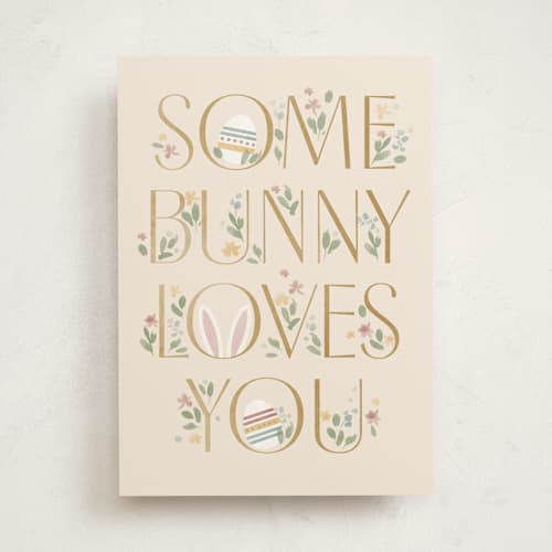 This is a eggnog greeting cards with standard by Robert and Stella called some bunny loves you printing on signature in greeting cards