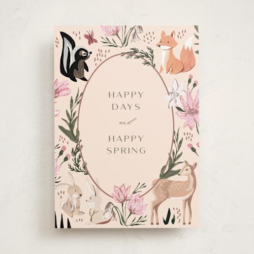 This is a blush greeting cards with standard by Teju Reval called spring dreams printing on signature in greeting cards